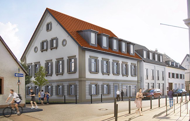 Visualisierung des sanierten ehemaligen Gasthauses Pflug in Mannheim-Wallstadt