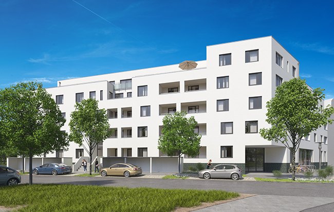 Visualisierung des Mehrfamilienhauses Im Rott in Mannheim mit 36 Wohnungen